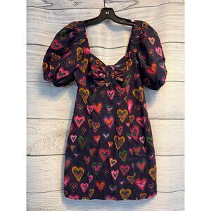 Farm Rio Puff Sleeve Heart Print Dress Size P